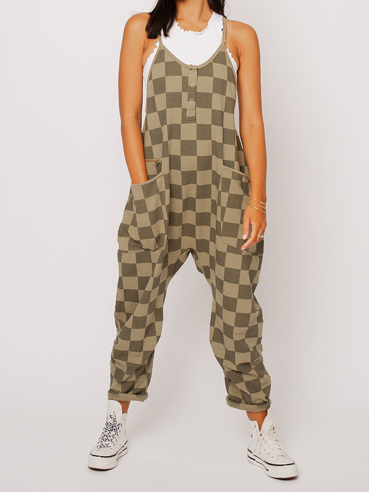 Arija - Oversized Checkred Jumpsuit