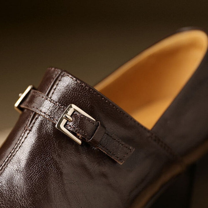 Misha - Elegant Leather Loafers with Heel