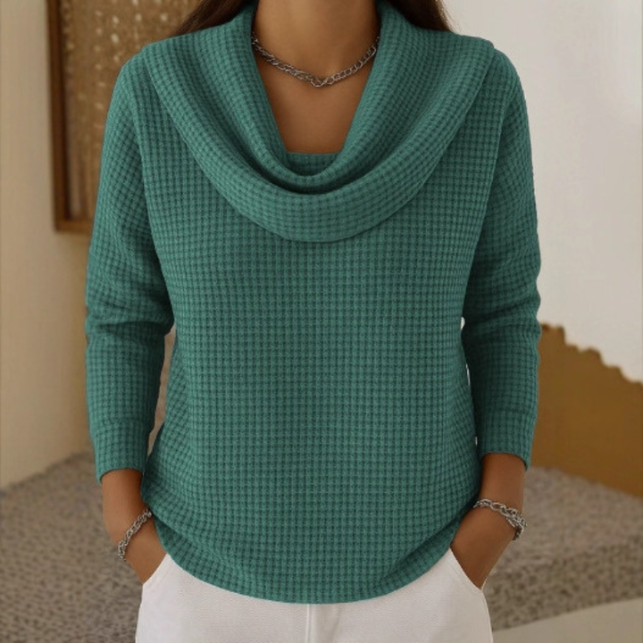Danela - Elegant Waterfall Neckline Sweater