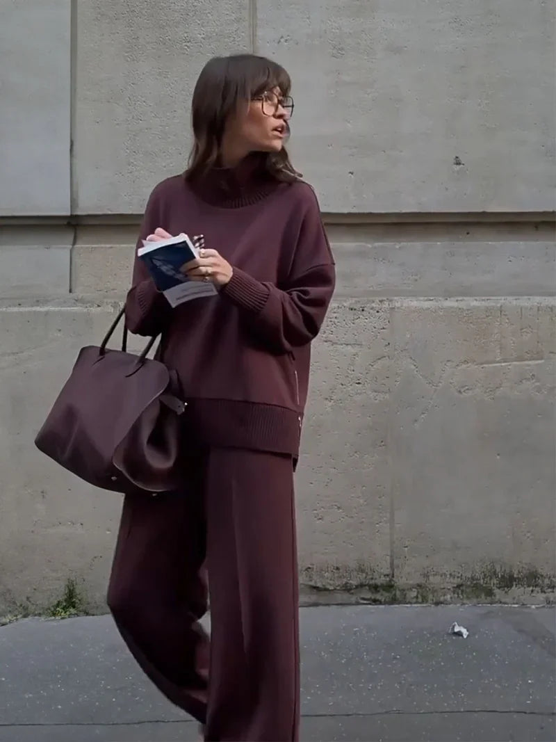 Nogaelle - Elegant Loose Fit Sweatshirt Set