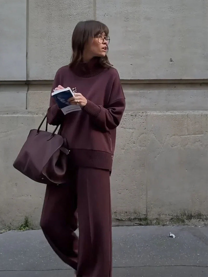 Nogaelle - Elegant Loose Fit Sweatshirt Set