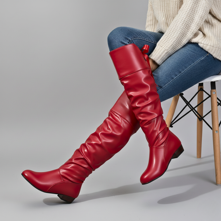 Patrena - High Knee Leather Boots