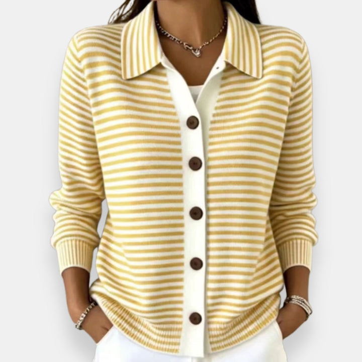 Talaoira - Striped Buttoned Cardigan