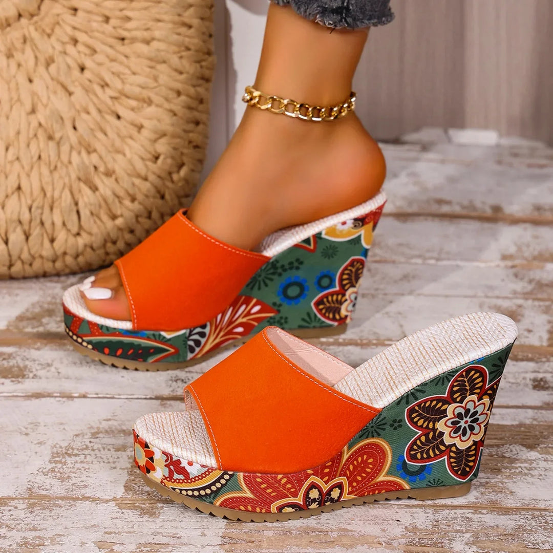 Laerke - Floral Print Wedge Sandal