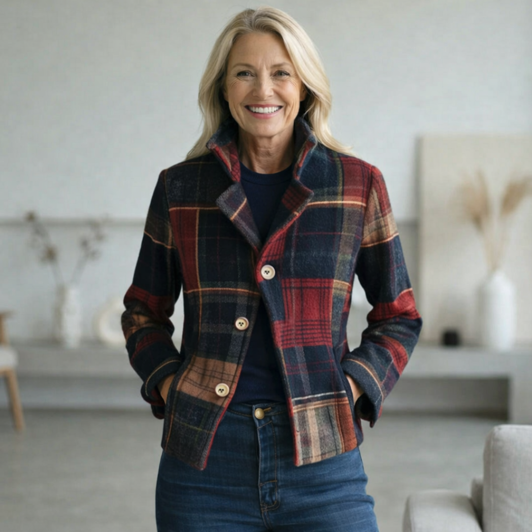 Meeran - Checked Coat with Collar