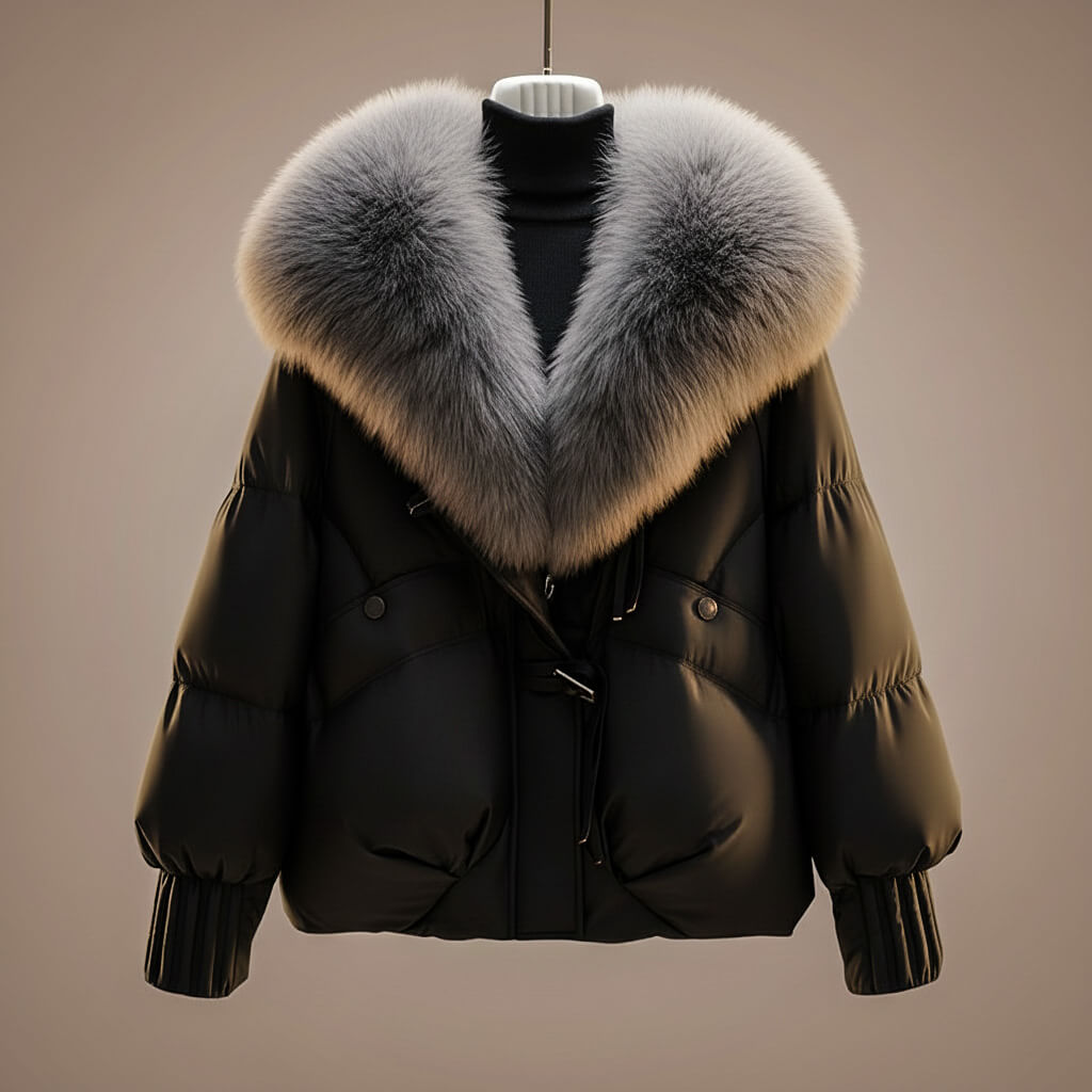 Enina - Stylish Cotton Coat With Fur Collar
