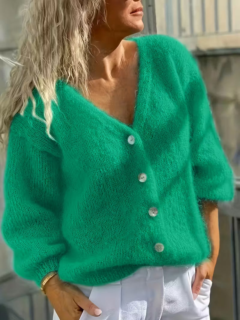 Hozanna - Long Sleeve Knitted Sweater With Button