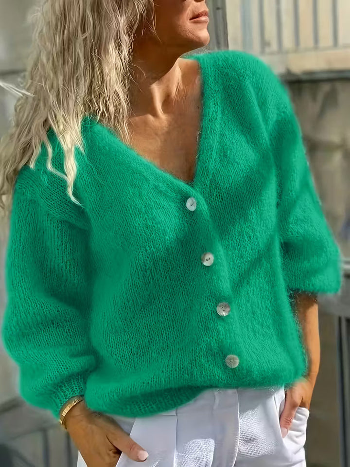 Hozanna - Long Sleeve Knitted Sweater With Button