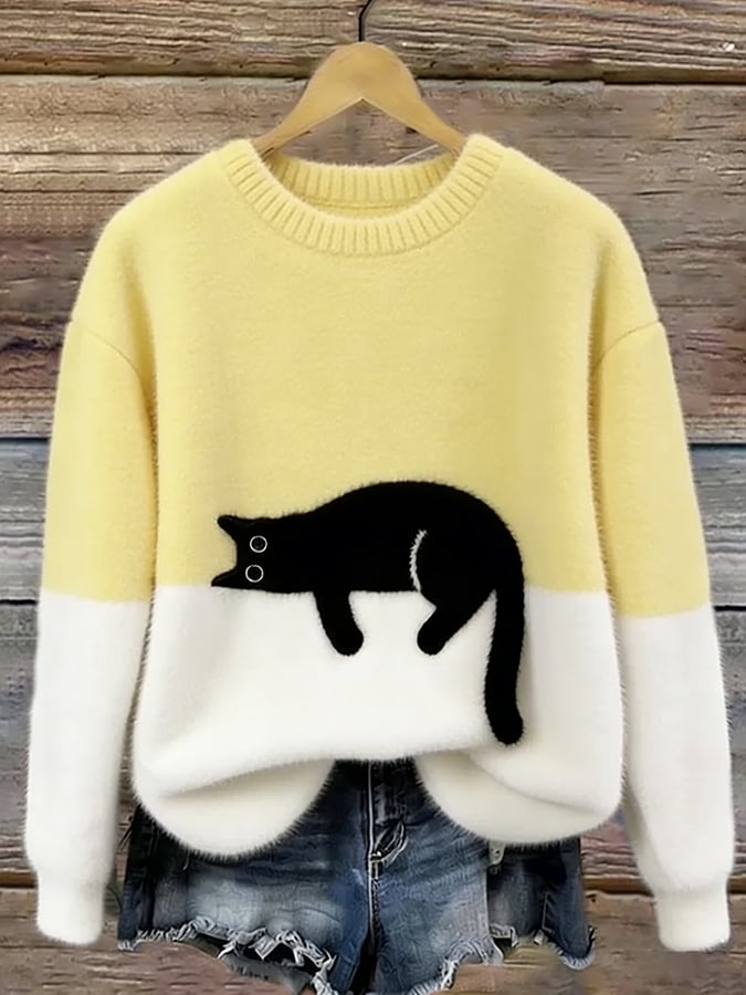 Kalisine - Casual Cat Graphic Sweater