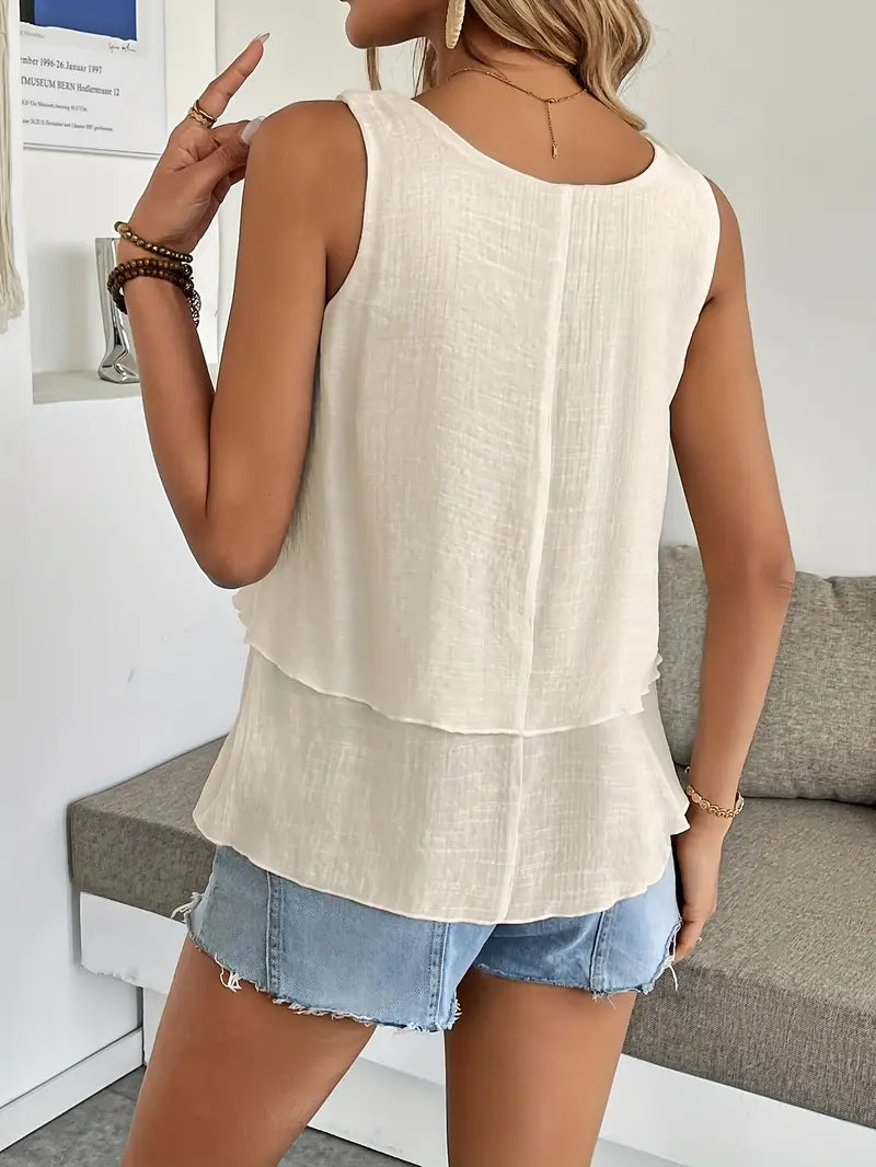 Cressida - Viscose Blend Tank Top with Ruffle