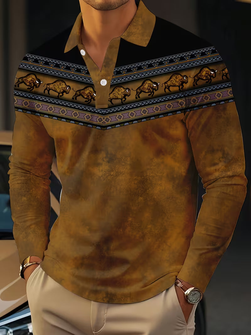 Tamas - Casual Vintage Color 3D Print Polo Shirt