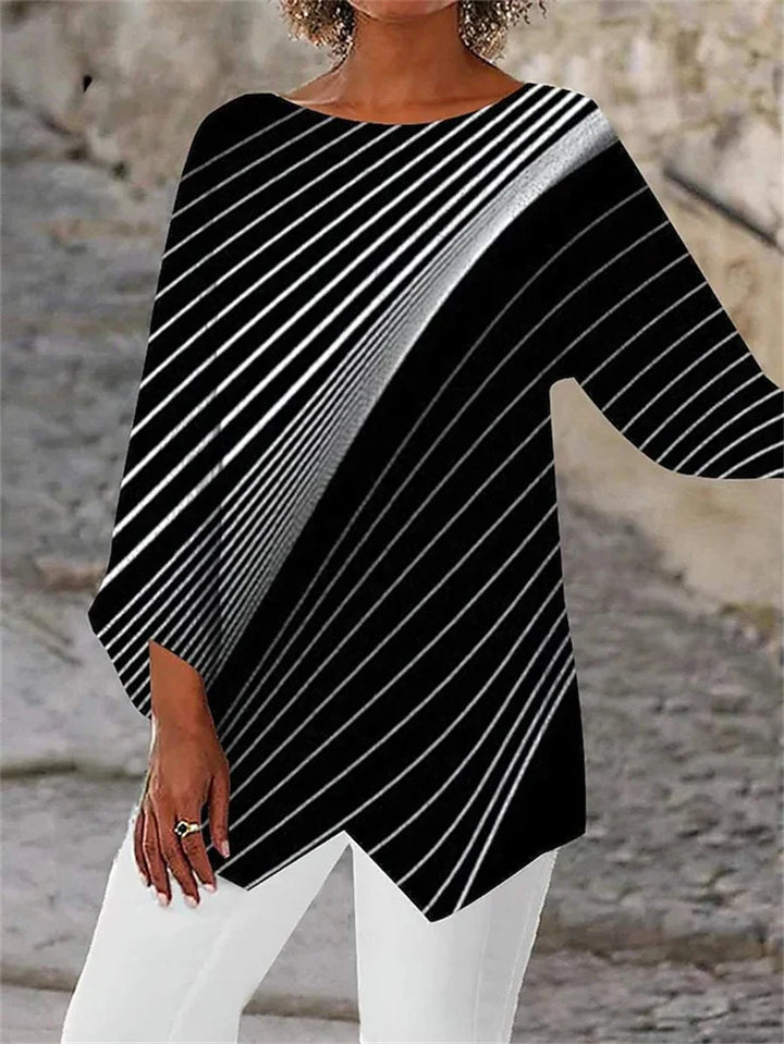 Soraya - Round Neck And Long Sleeve Printed Shirt