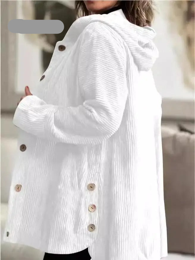 Elysita - Stylish Hooded Corduroy Coat