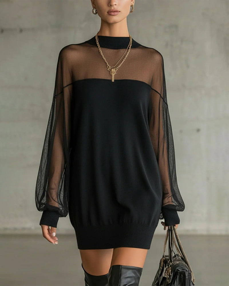 Yenaya - Lantern Sleeve Knit Mini Dress