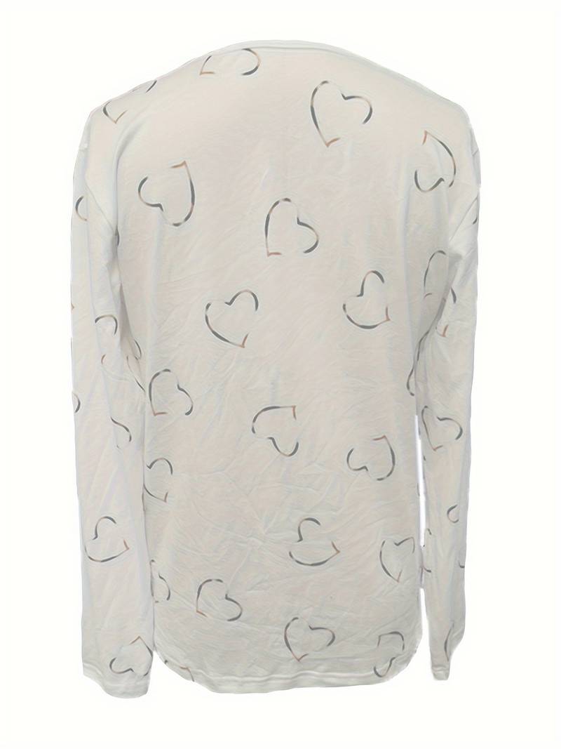 Romisha - Heart Print T-Shirt With Zipper