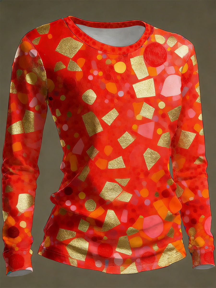 Anissa - Geometric Print Long Sleeve Top