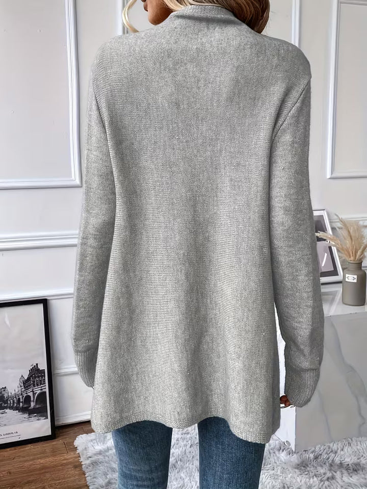 Theoaula - Draped Neck Cardigan With Fringed Trim