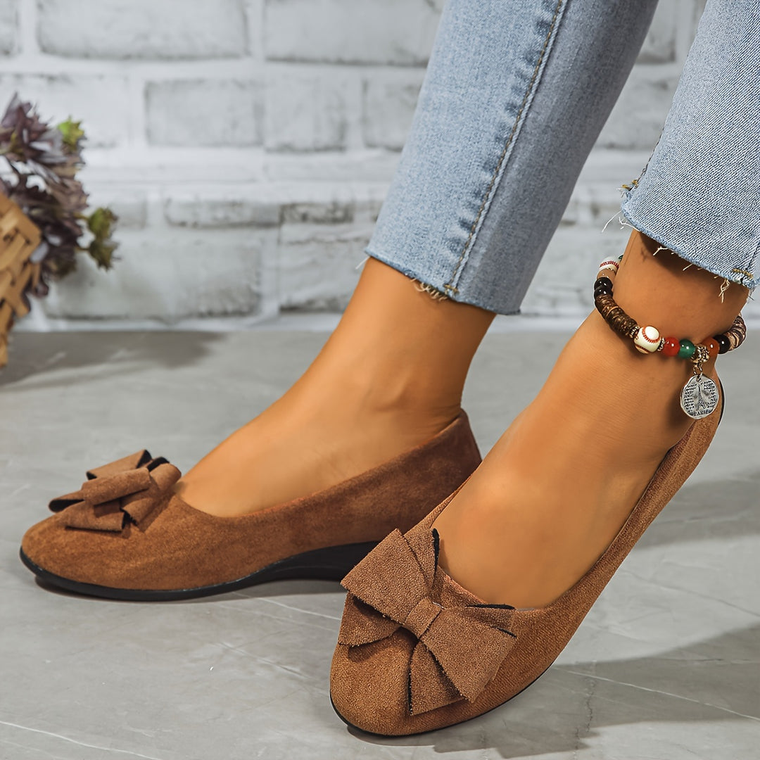 Camiiana - Breathable Non-slip Loafers With Bowtie