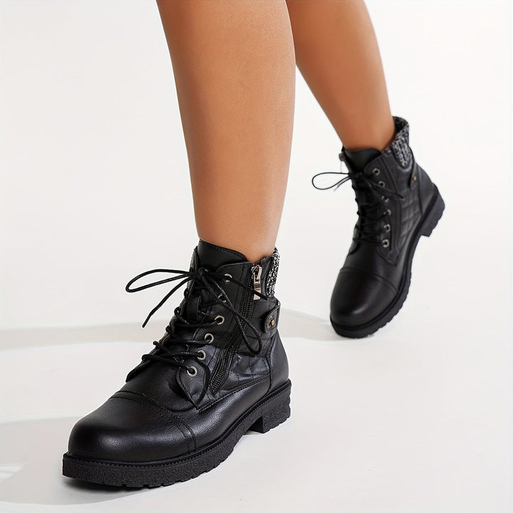 Rosaia - Ankle Boots With Laces and Knitted Cuffs