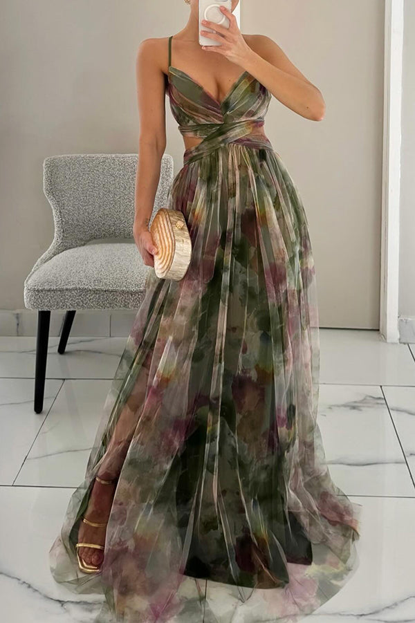 Guoda - Enchanting Floral Print Maxi Dress