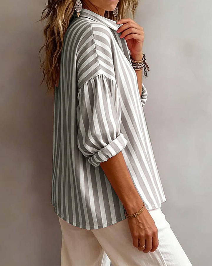 Jessy - Loose Striped Blouse with Collar