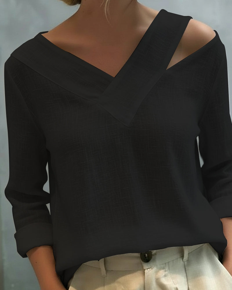 Makeeta - Elegant V-Neck Top With Straps