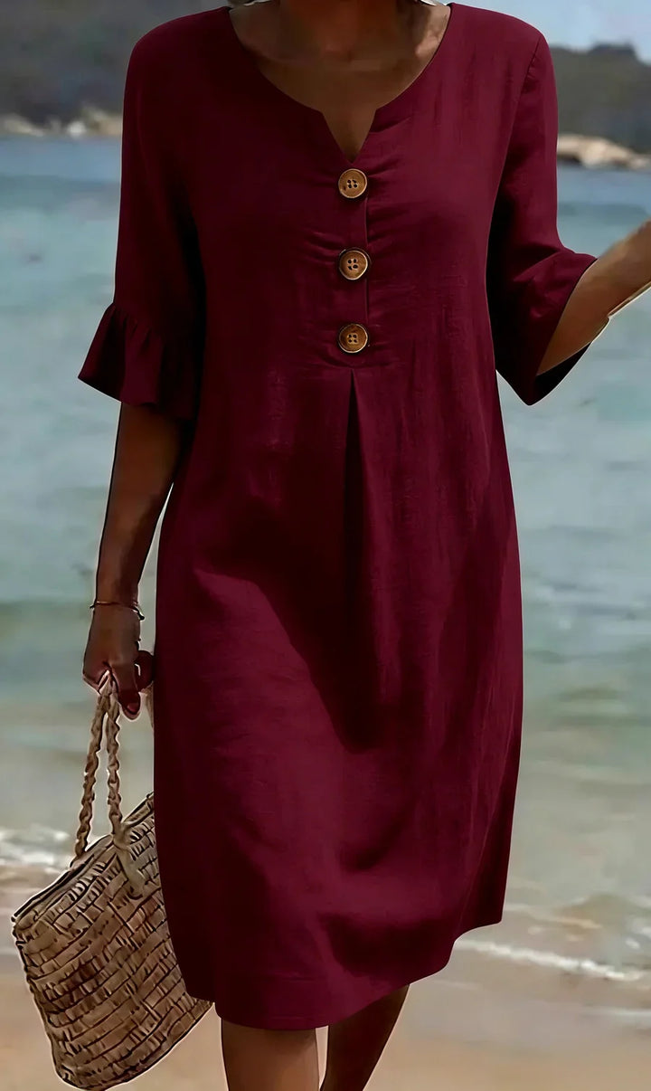 Mlaina - Elegant Midi Dress With Button