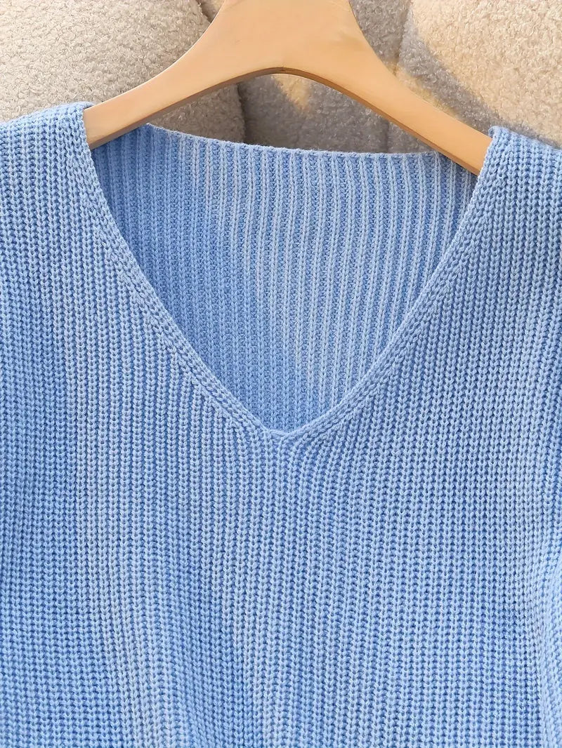 Carlotta - Elegant Long Sleeve Ribbed Sweater