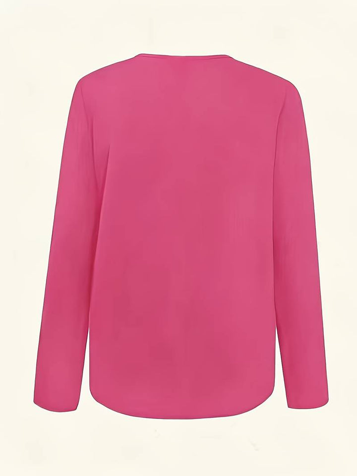 Chelsey - Asymmetrical Collar Button Decor T-Shirt