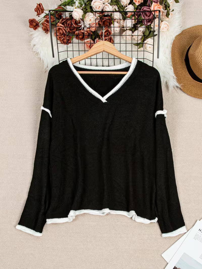 Ginny - Casual Long Sleeve And V-Neck Sweater
