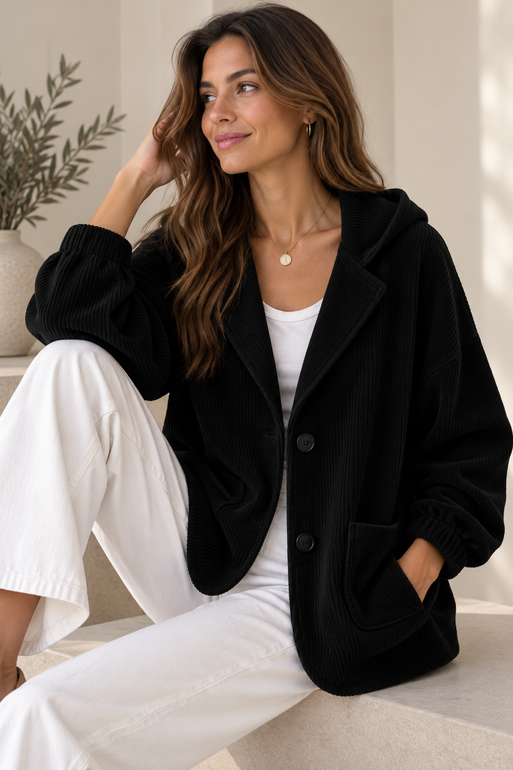 Camilessa - Oversized Corduroy Hooded Jacket