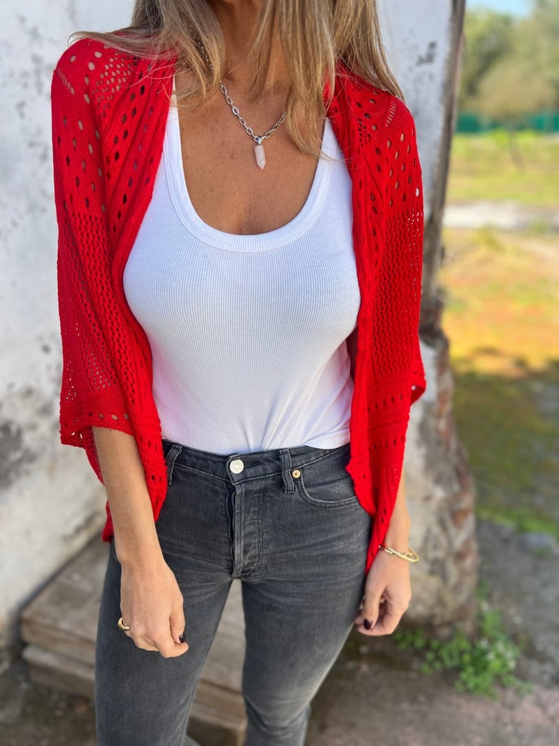 Veronique - Hollow Half Sleeve Cardigan