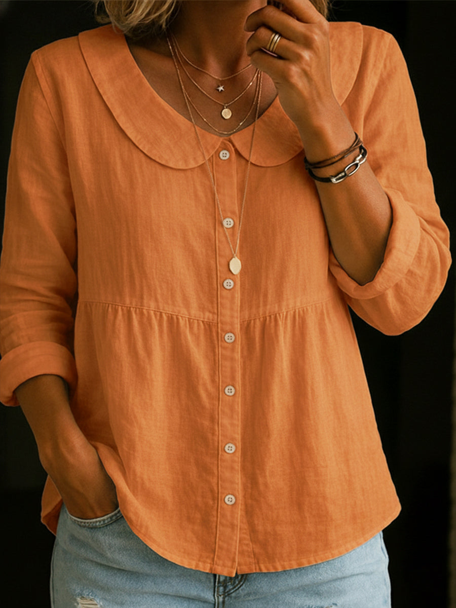 Neveni - Long Sleeve Blouse With Button