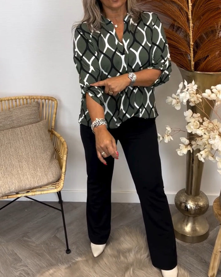 Alyce - Casual Long Sleeve Blouse With Pattern