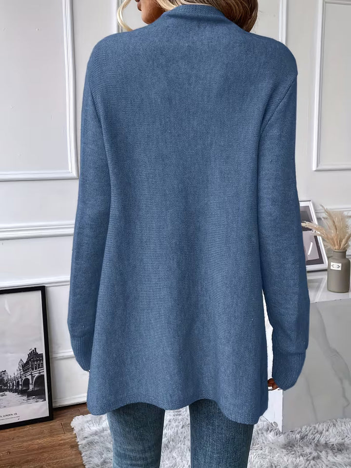 Theoaula - Draped Neck Cardigan With Fringed Trim