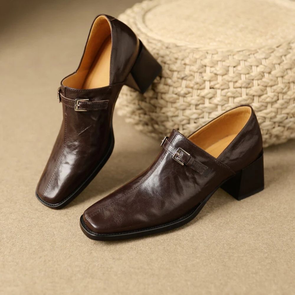 Misha - Elegant Leather Loafers with Heel