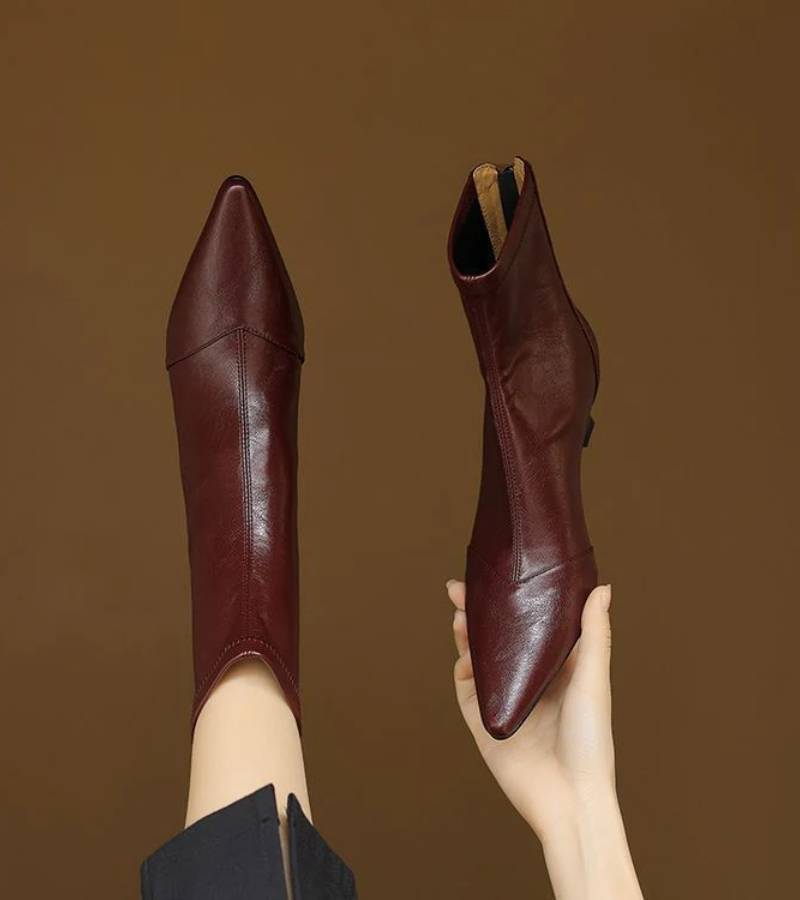 Lielah - Leather Ankle Boot With Zipper
