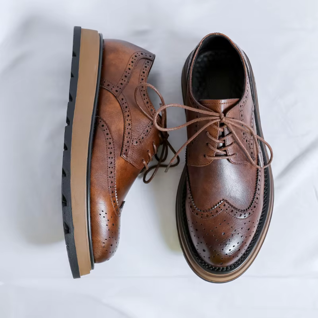 Alehan - Leather Derby Shoes With Lug Sole