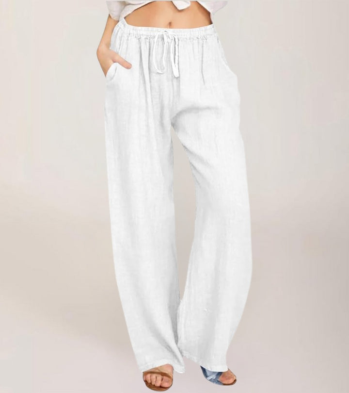 Maialen - Linen Wide Leg Trousers For Summer