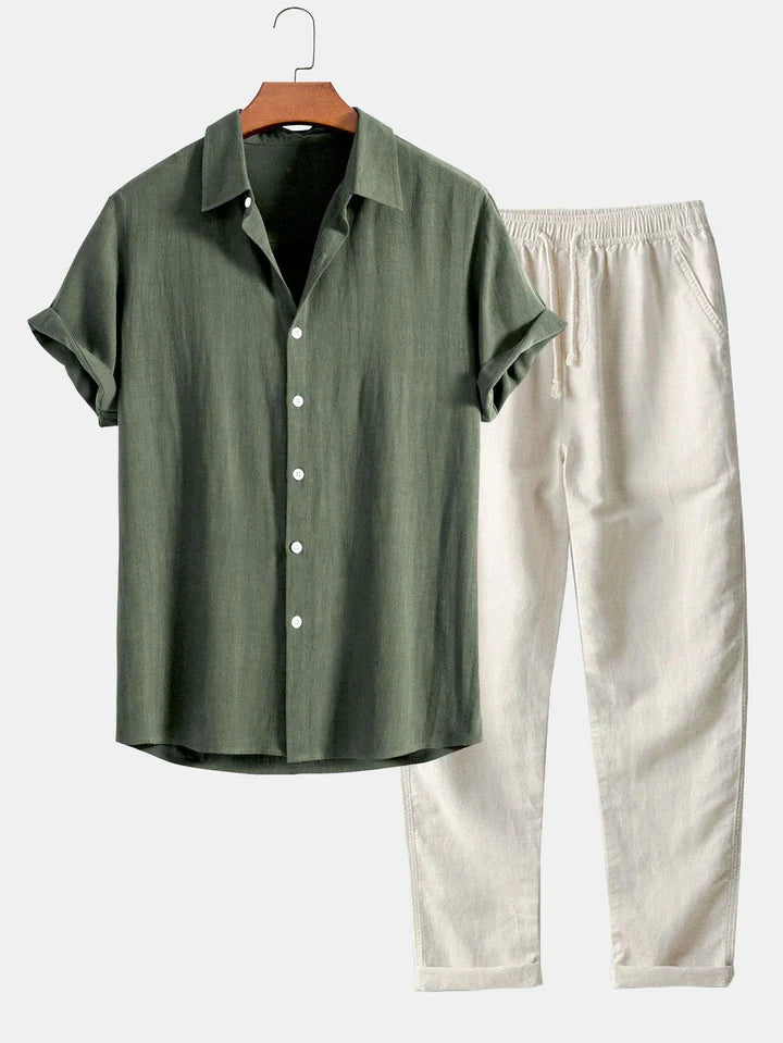 Booker - Linen Blend Shirt With Straight Trouser