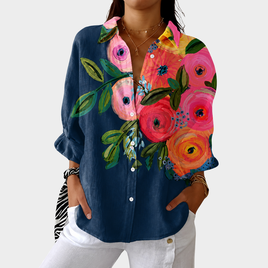 Linnenna - Airy Colorful Printed Blouse