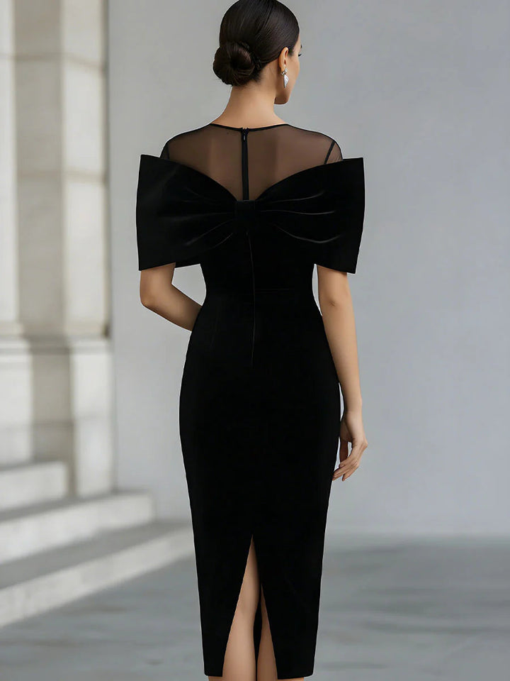 Inkeri - Dramatic Velvet Midi Dress With Bow