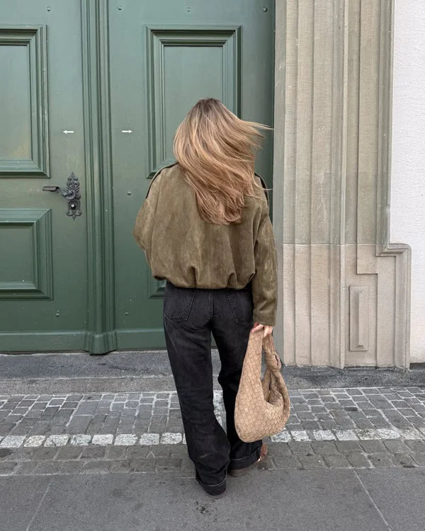 Alena - Suede Bomber Jacket