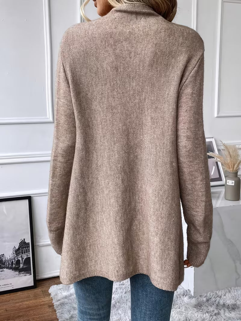 Theoaula - Draped Neck Cardigan With Fringed Trim