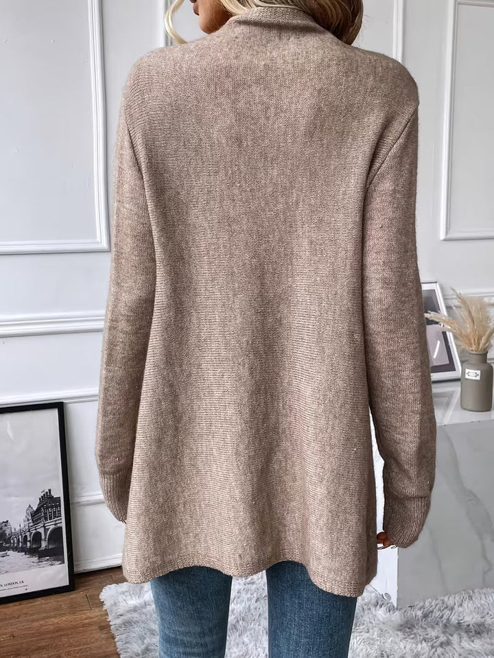 Theoaula - Draped Neck Cardigan With Fringed Trim