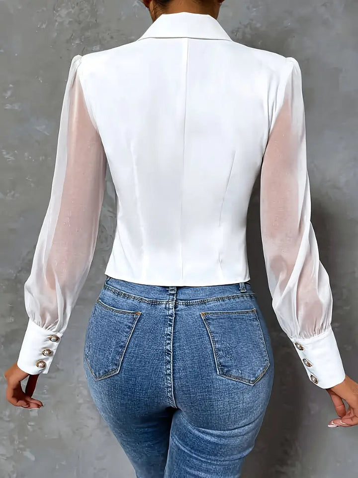 Yurelle - Elegant Blouse with Peak Collar