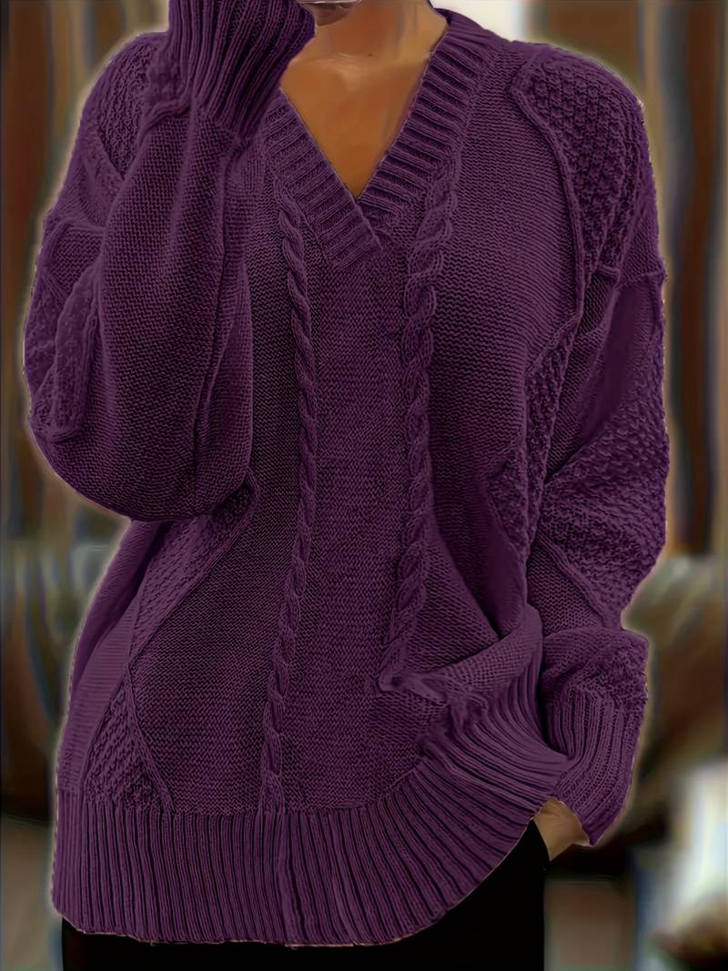 Tzvia - Casual V-Neck Knitted Sweater