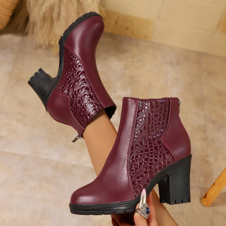 Yardenit - Chunky Heel Genuine Leather Boot