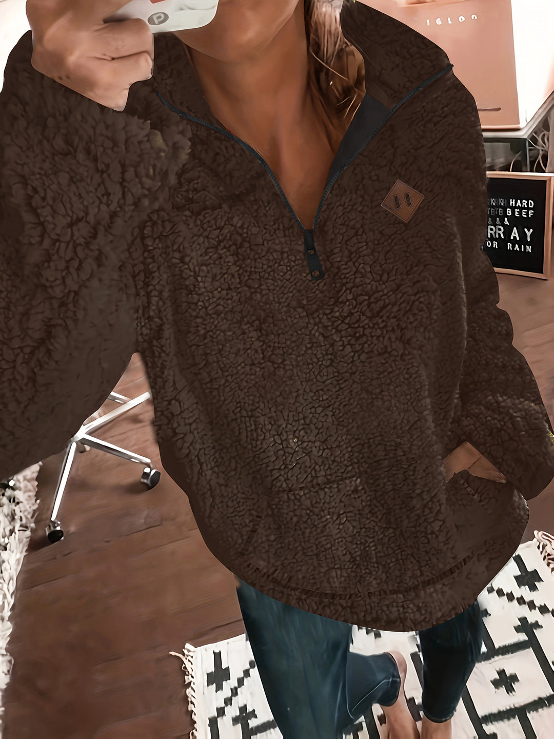 Willemien - Long Sleeve Fleece Zippered Sweatshirt