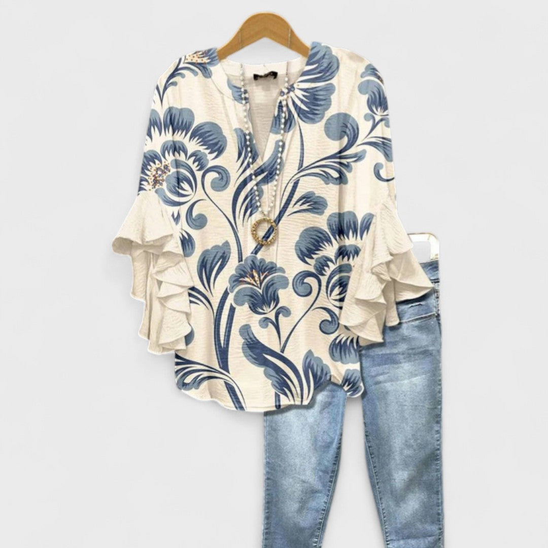 Rachida - Elegant Floral Print Blouse